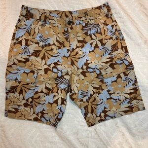 Janie and Jack Cargo Linen Mix Shorts Blue Brown Floral